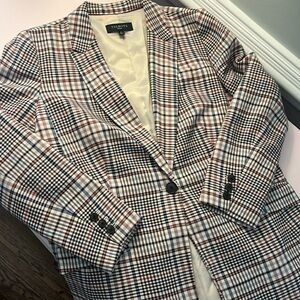 Talbots burgundy plaid blazer